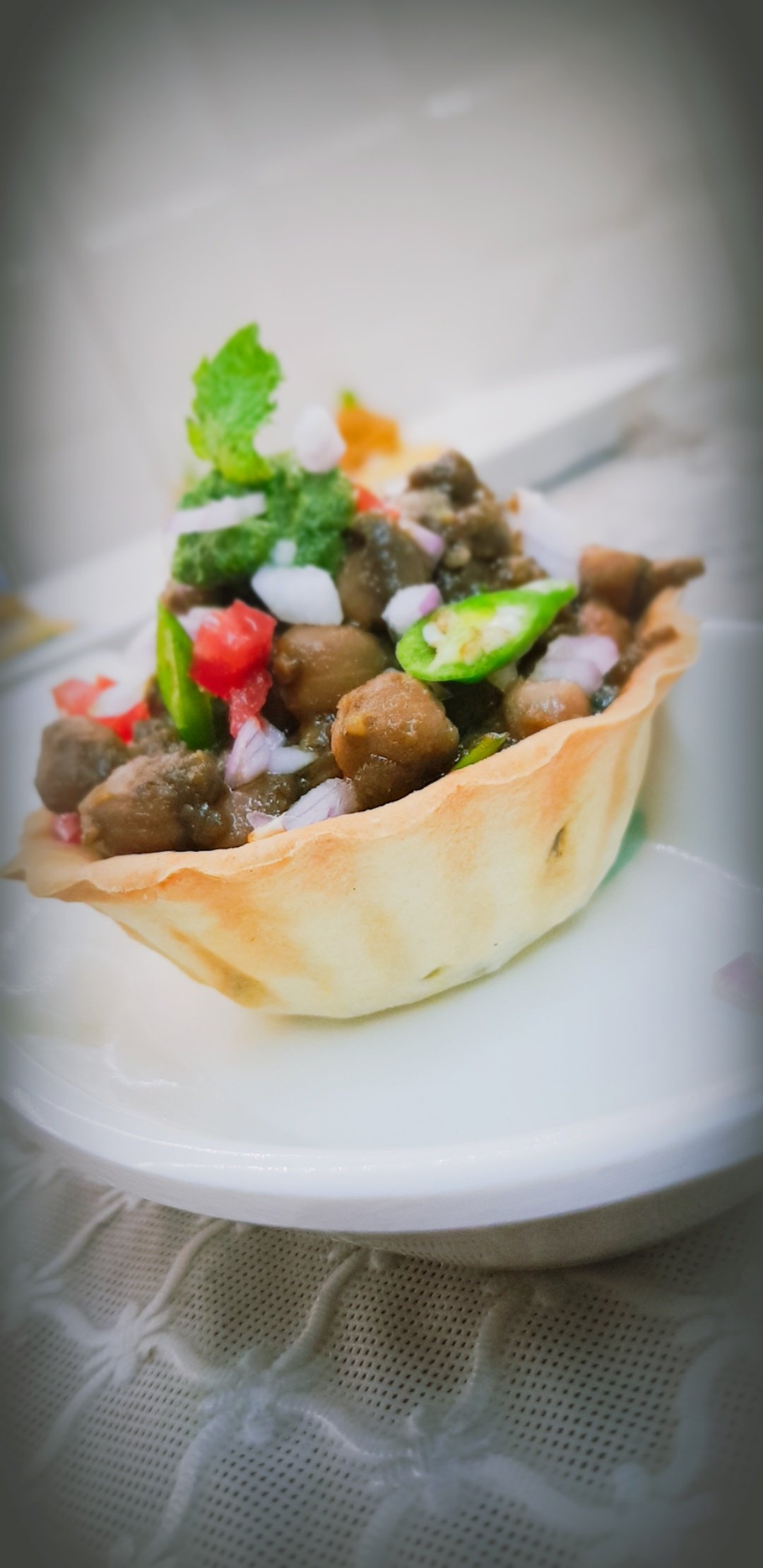 Baked bhatura with pindi chole