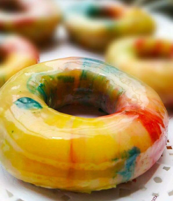 Eggless Baked Banana Marble Doughnuts